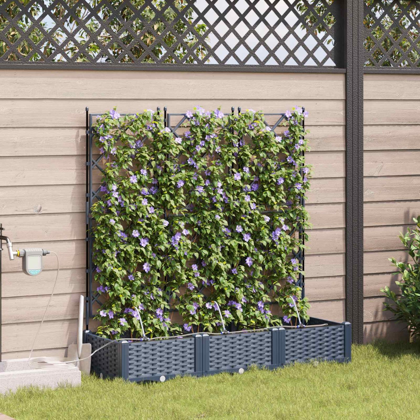 vidaXL Garden Planter 3 pcs Grey 120 x 40 x 126 cm PP