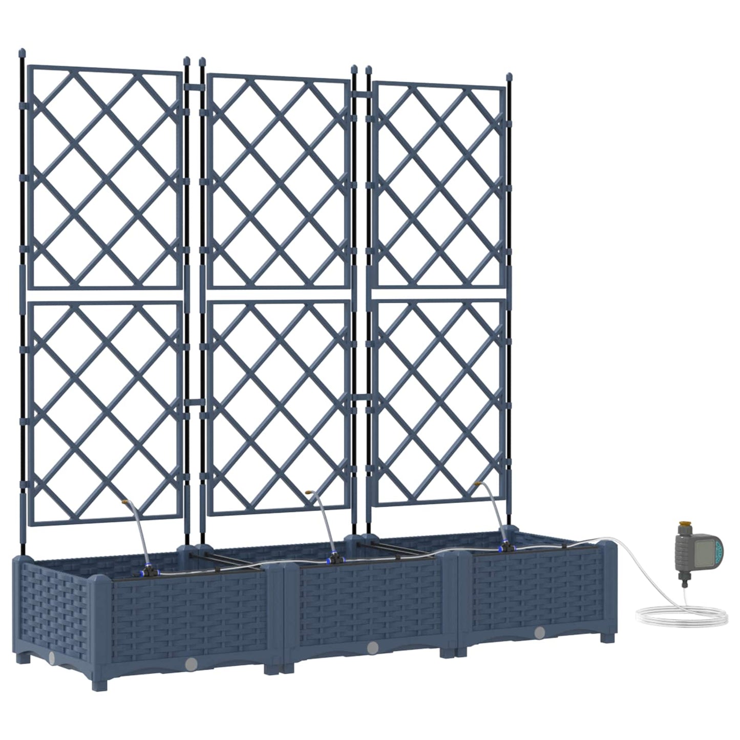 vidaXL Garden Planter 3 pcs Grey 120 x 40 x 126 cm PP