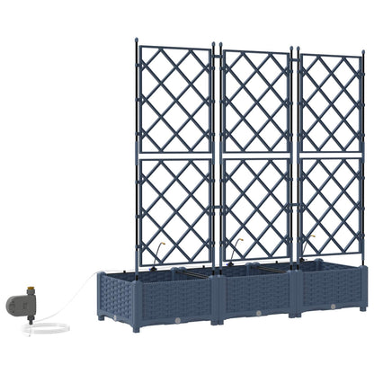vidaXL Garden Planter 3 pcs Grey 120 x 40 x 126 cm PP