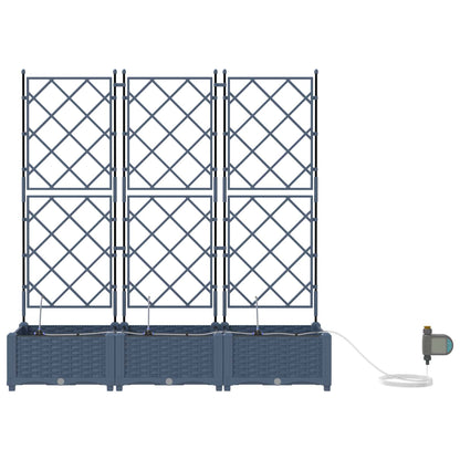 vidaXL Garden Planter 3 pcs Grey 120 x 40 x 126 cm PP