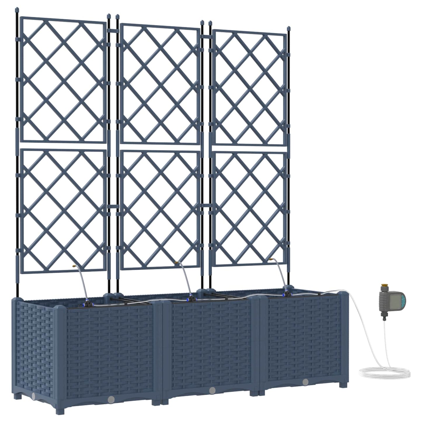vidaXL Garden Planter 3 pcs Grey 120 x 40 x 142 cm PP
