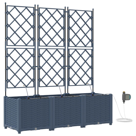 vidaXL Garden Planter 3 pcs Grey 120 x 40 x 142 cm PP