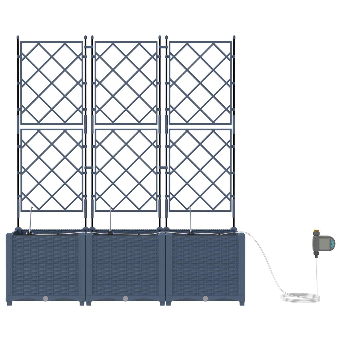 vidaXL Garden Planter 3 pcs Grey 120 x 40 x 142 cm PP