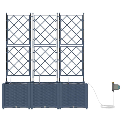 vidaXL Garden Planter 3 pcs Grey 120 x 40 x 142 cm PP