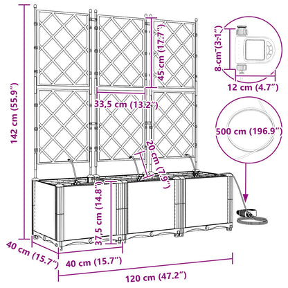 vidaXL Garden Planter 3 pcs Grey 120 x 40 x 142 cm PP