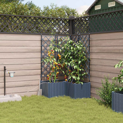 vidaXL Garden Planter 3 pcs Grey 80 x 80 x 142 cm PP