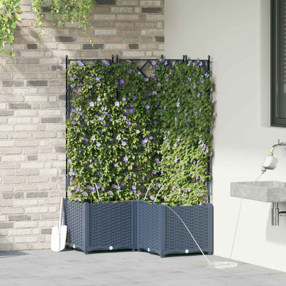 vidaXL Garden Planter 3 pcs Grey 80 x 80 x 142 cm PP