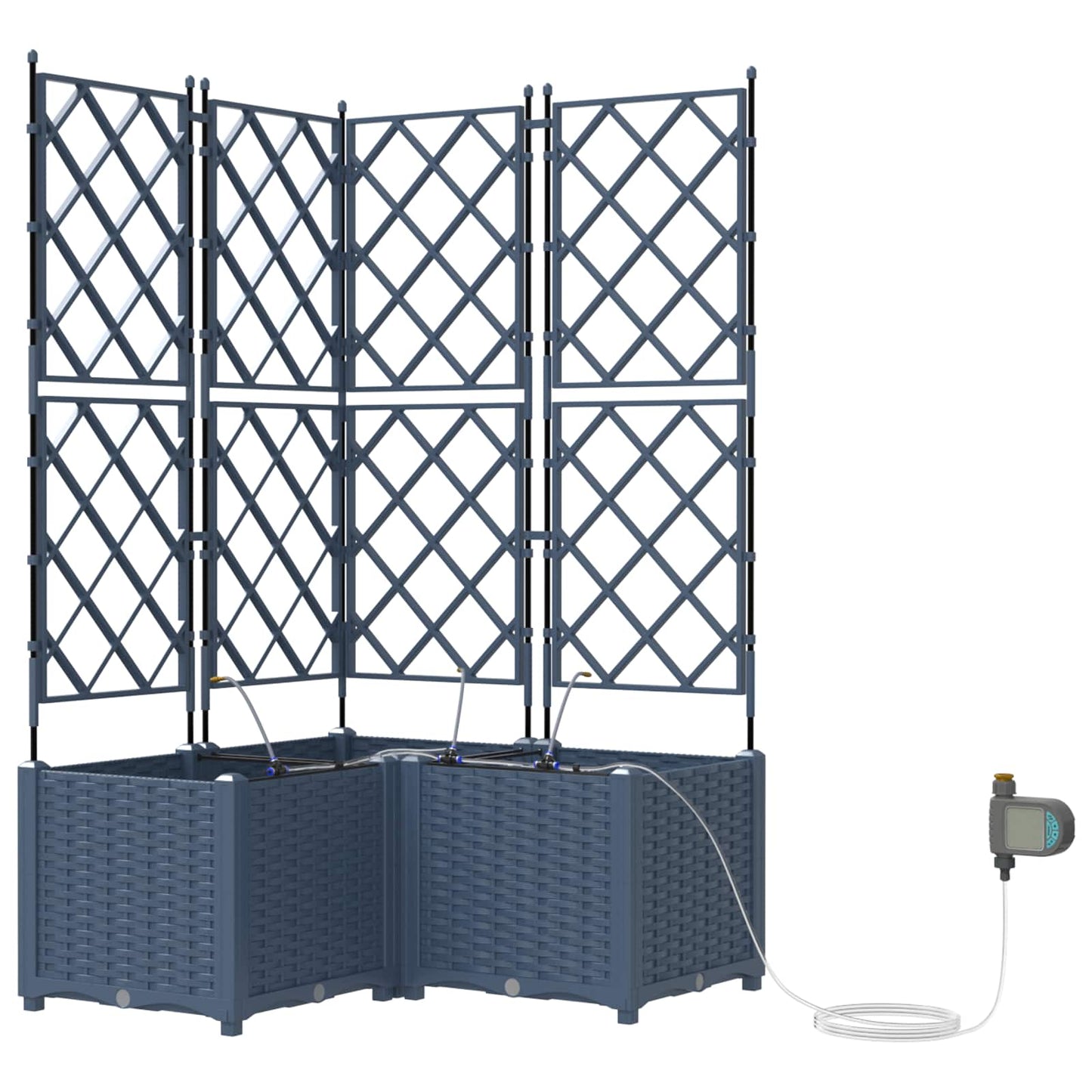 vidaXL Garden Planter 3 pcs Grey 80 x 80 x 142 cm PP