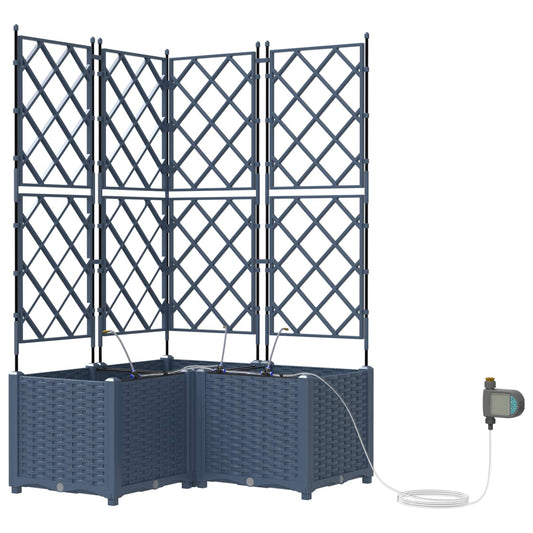 vidaXL Garden Planter 3 pcs Grey 80 x 80 x 142 cm PP