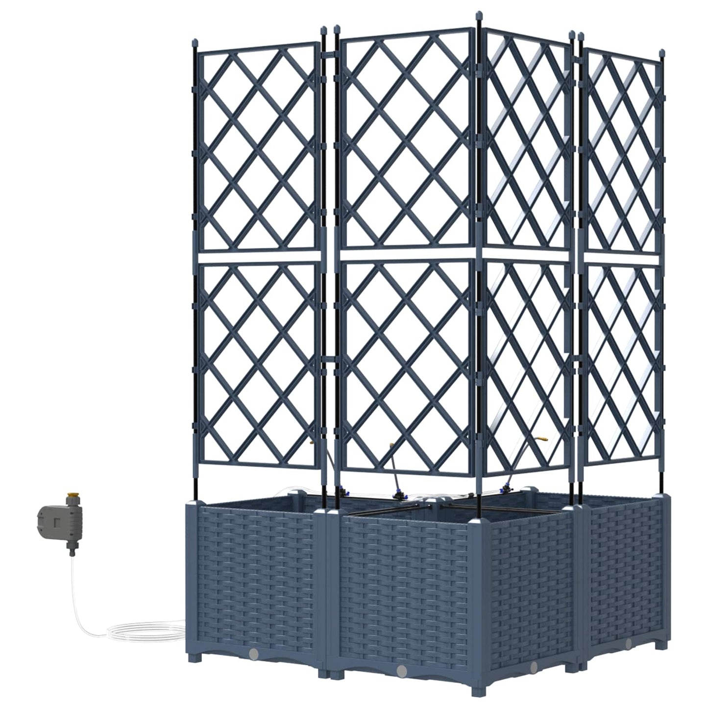 vidaXL Garden Planter 3 pcs Grey 80 x 80 x 142 cm PP