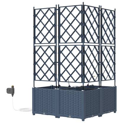 vidaXL Garden Planter 3 pcs Grey 80 x 80 x 142 cm PP