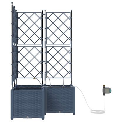 vidaXL Garden Planter 3 pcs Grey 80 x 80 x 142 cm PP
