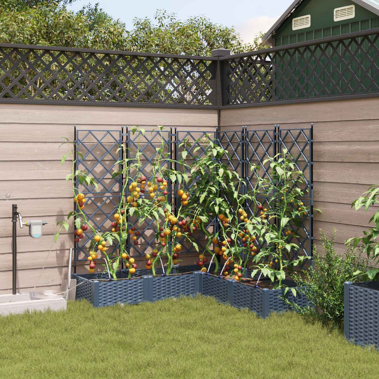 vidaXL Garden Planter 5 pcs Grey 120 x 120 x 126 cm PP