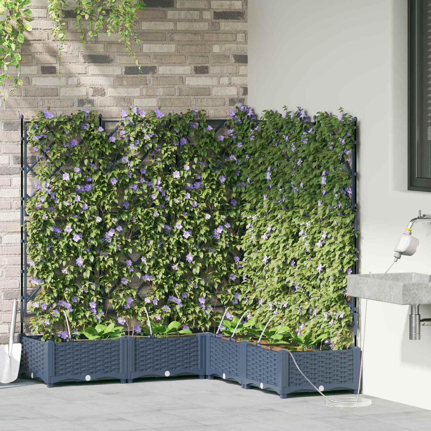vidaXL Garden Planter 5 pcs Grey 120 x 120 x 126 cm PP