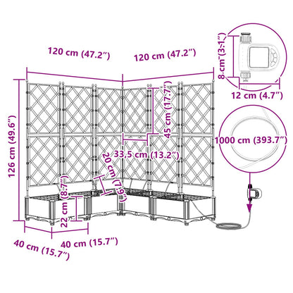vidaXL Garden Planter 5 pcs Grey 120 x 120 x 126 cm PP