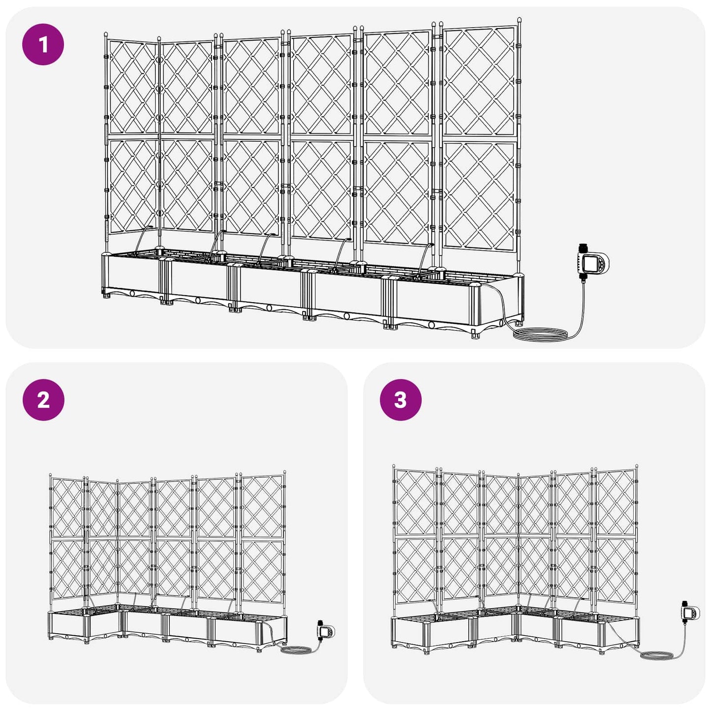 vidaXL Garden Planter 5 pcs Grey 120 x 120 x 126 cm PP