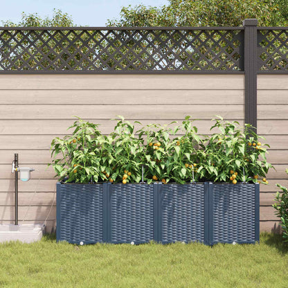 vidaXL Garden Planter 4 pcs Grey 160 x 40 x 52 cm PP