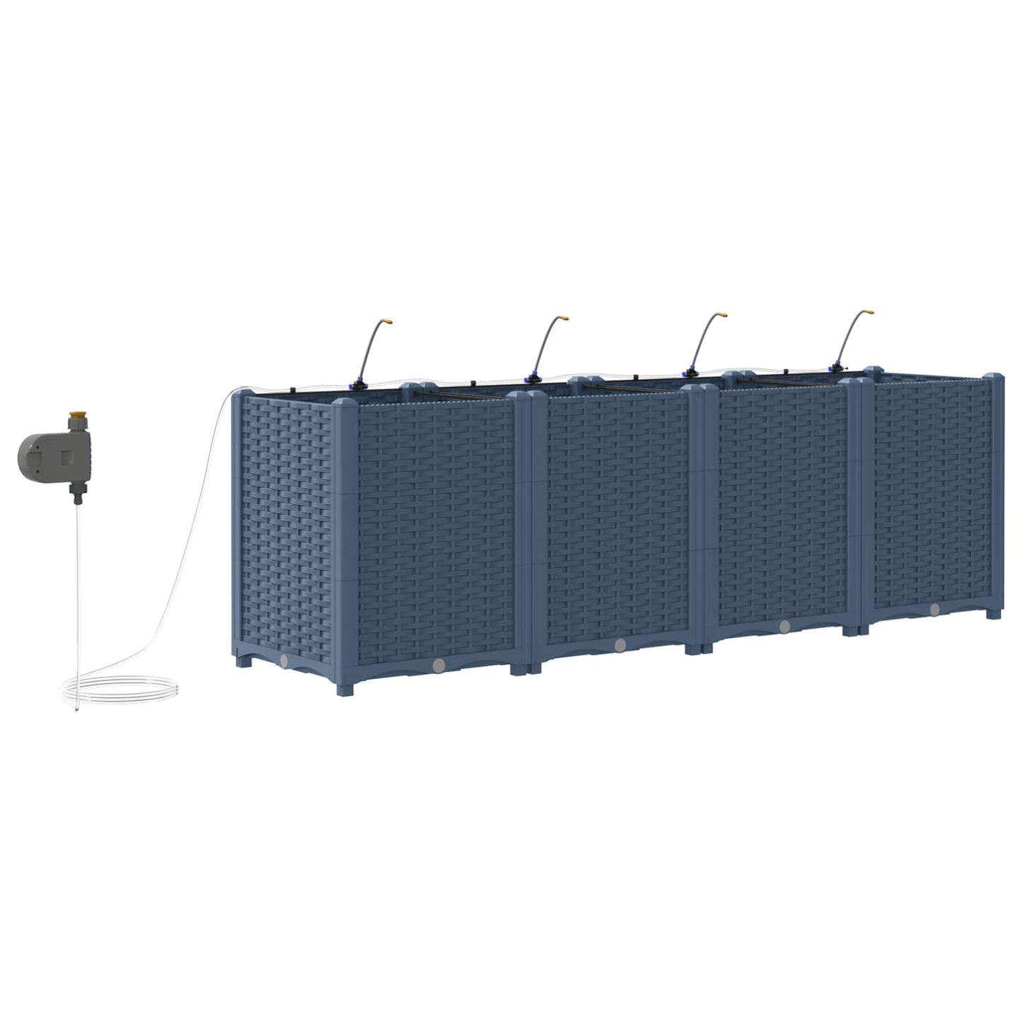 vidaXL Garden Planter 4 pcs Grey 160 x 40 x 52 cm PP