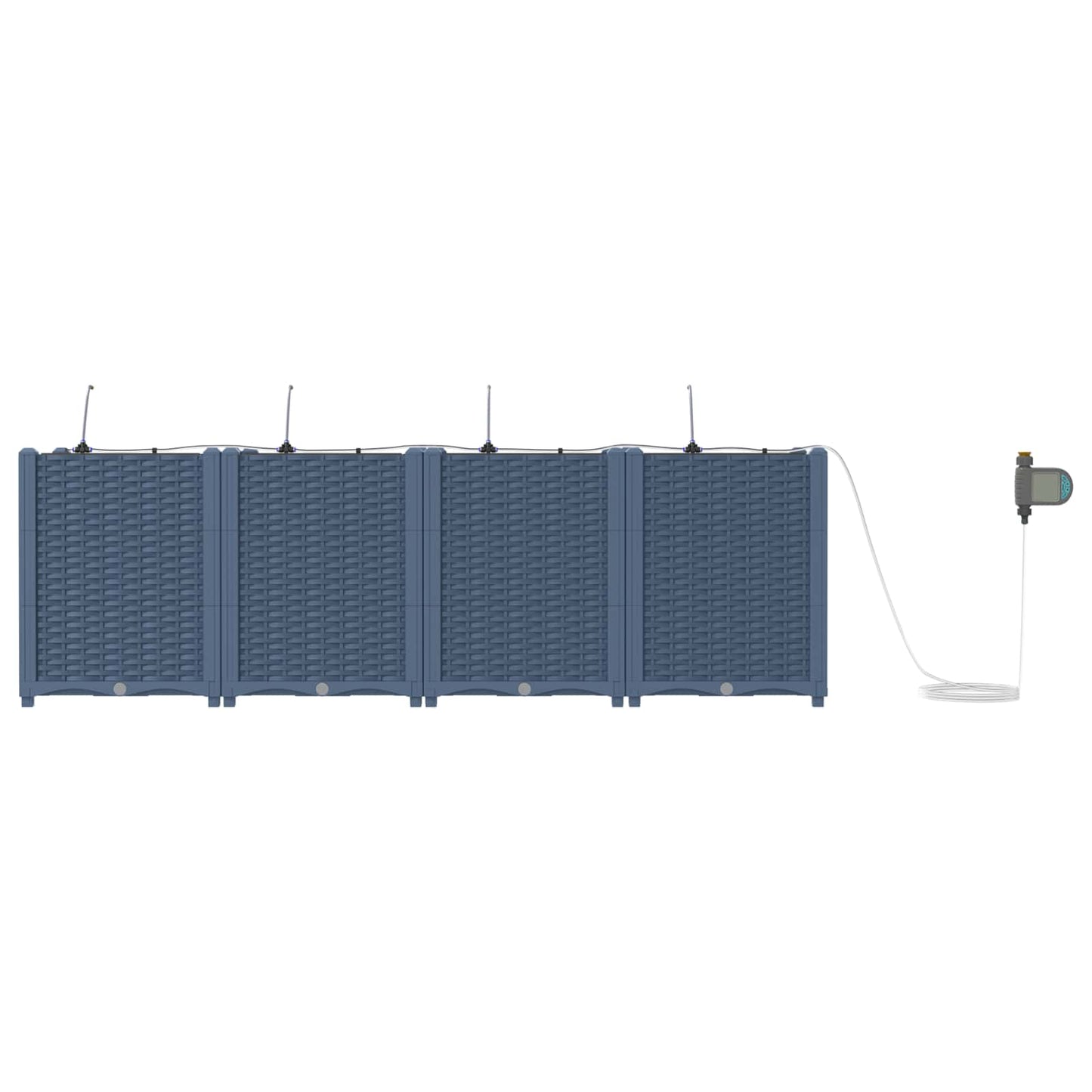 vidaXL Garden Planter 4 pcs Grey 160 x 40 x 52 cm PP