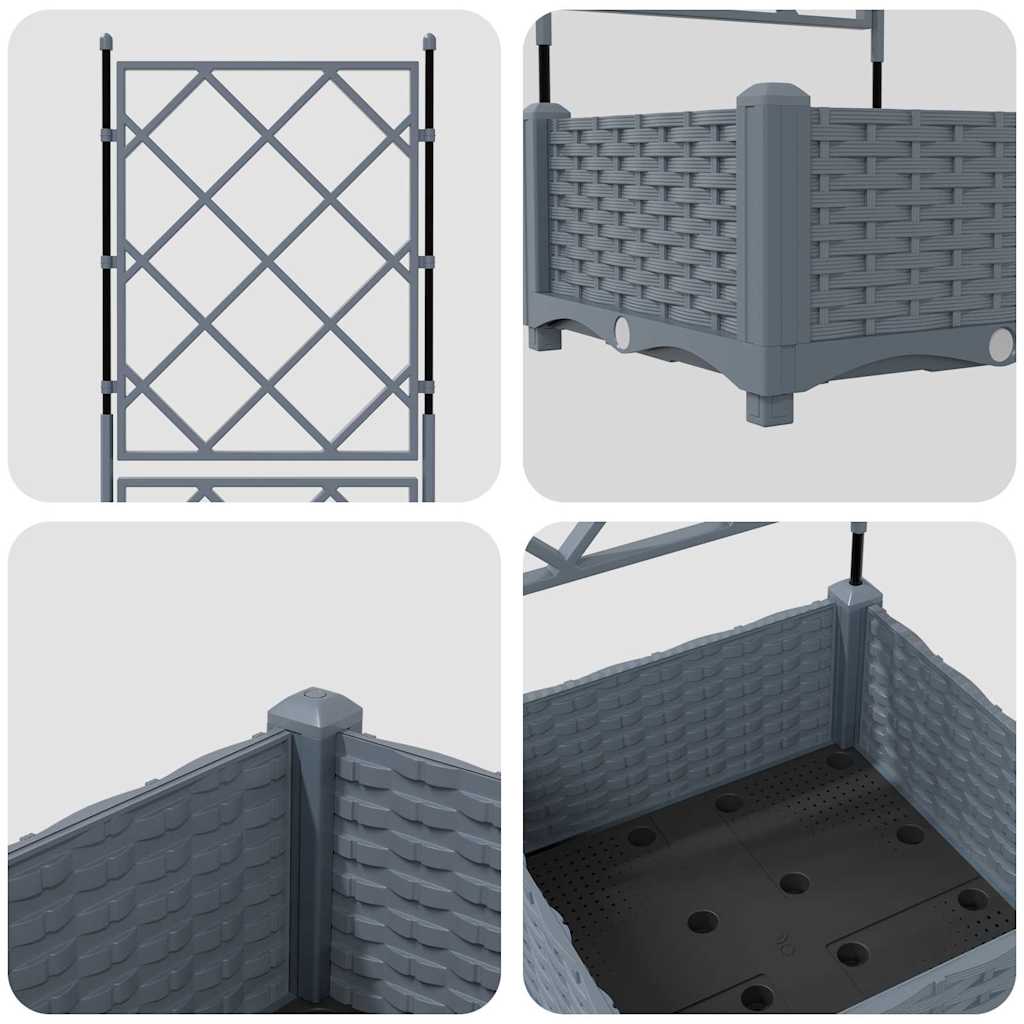 vidaXL Garden Planter LiGht Grey 40 x 40 x 125.5 cm PP