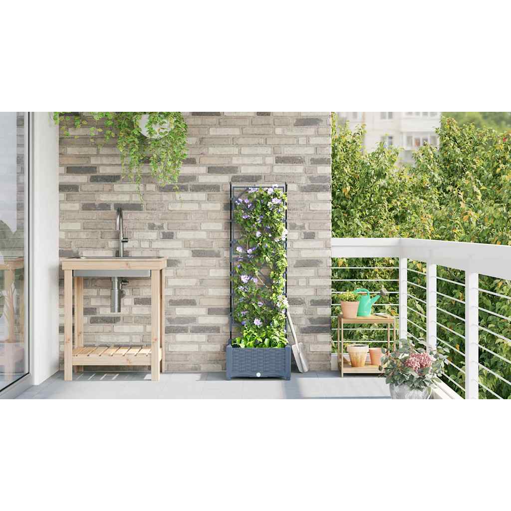 vidaXL Garden Planter LiGht Grey 40 x 40 x 125.5 cm PP