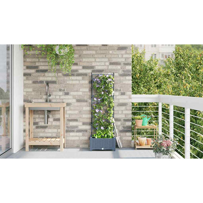 vidaXL Garden Planter LiGht Grey 40 x 40 x 125.5 cm PP
