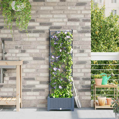 vidaXL Garden Planter LiGht Grey 40 x 40 x 125.5 cm PP
