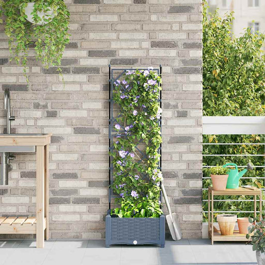 vidaXL Garden Planter LiGht Grey 40 x 40 x 125.5 cm PP
