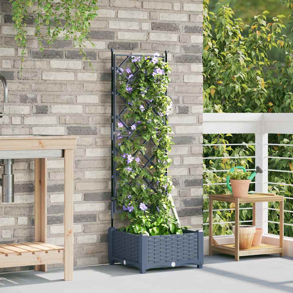 vidaXL Garden Planter LiGht Grey 40 x 40 x 125.5 cm PP