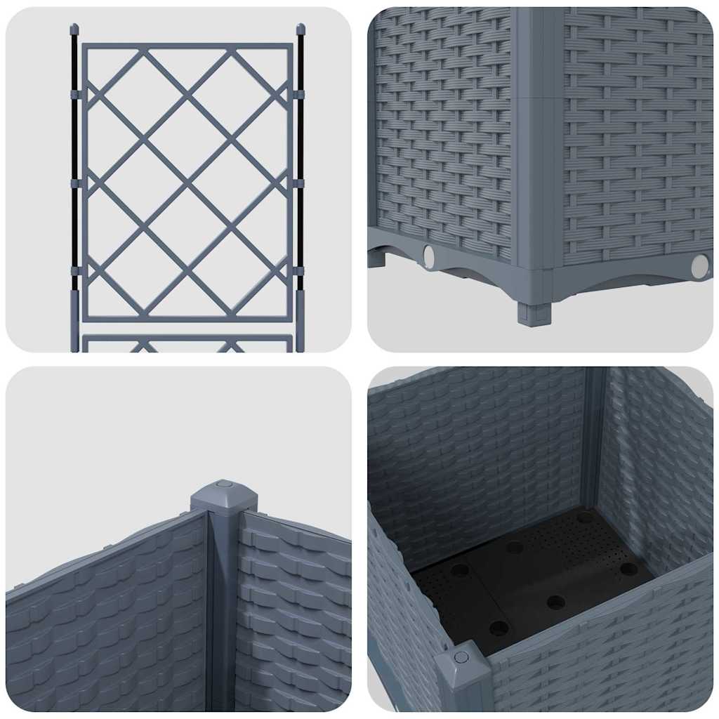 vidaXL Garden Planter LiGht Grey 40 x 40 x 143 cm PP
