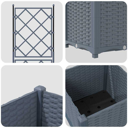 vidaXL Garden Planter LiGht Grey 40 x 40 x 143 cm PP