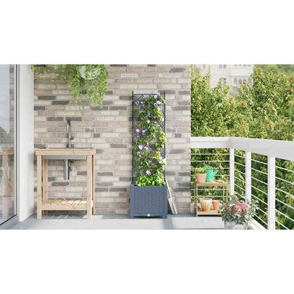 vidaXL Garden Planter LiGht Grey 40 x 40 x 143 cm PP