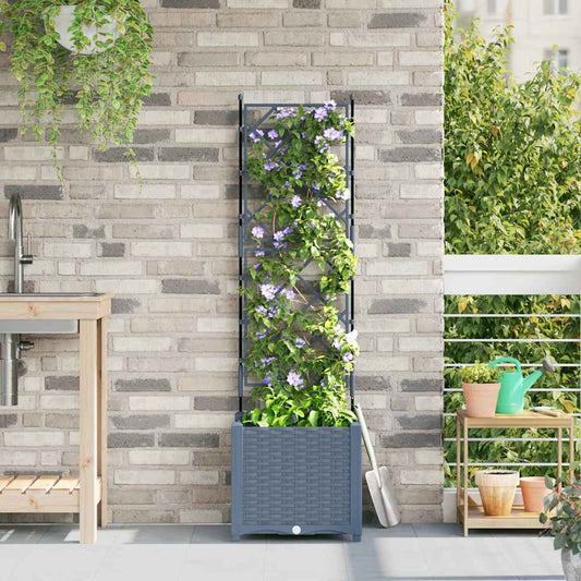 vidaXL Garden Planter LiGht Grey 40 x 40 x 143 cm PP