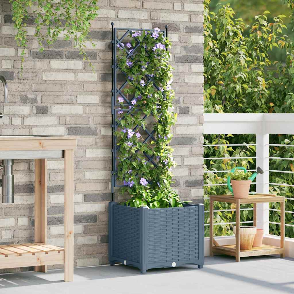 vidaXL Garden Planter LiGht Grey 40 x 40 x 143 cm PP