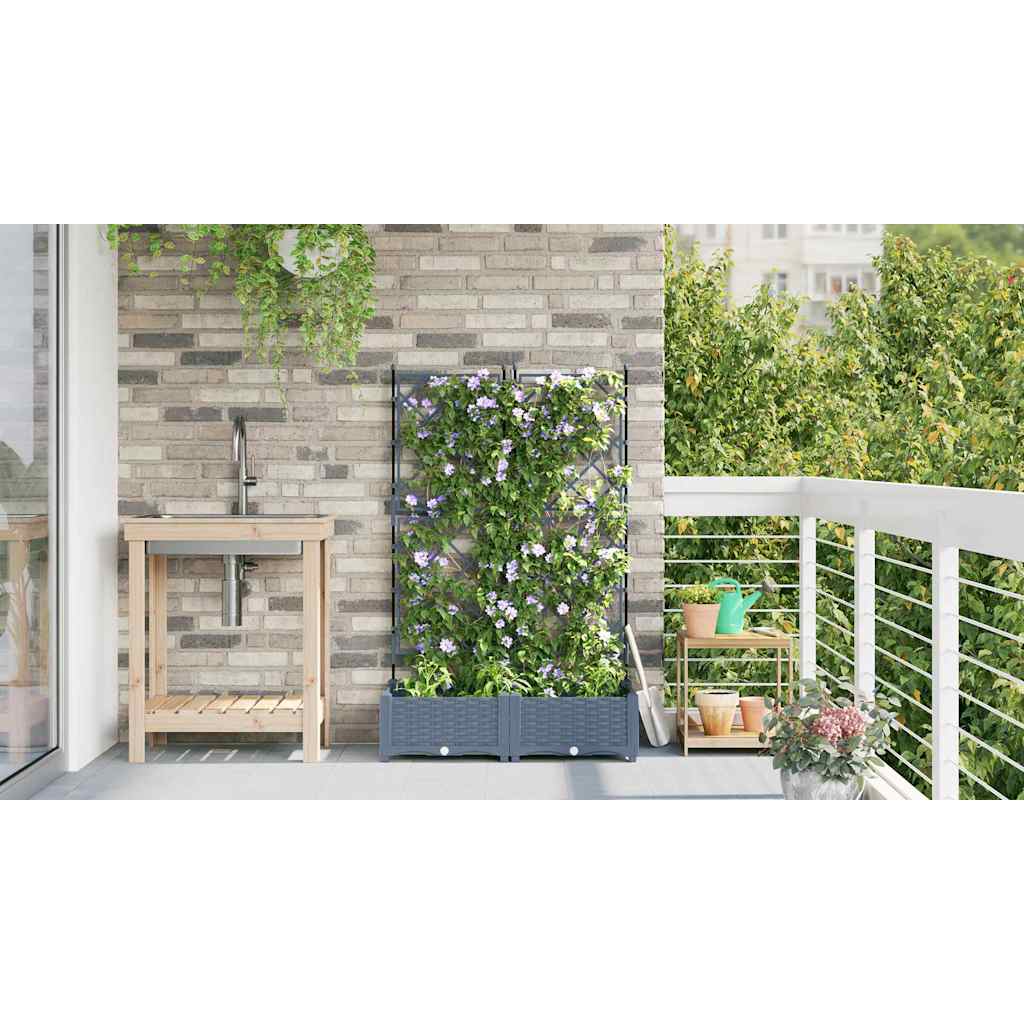 vidaXL Garden Planter 2 pcs LiGht Grey 80 x 40 x 125.5 cm PP