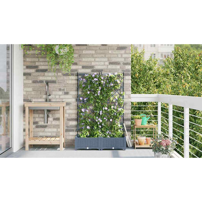 vidaXL Garden Planter 2 pcs LiGht Grey 80 x 40 x 125.5 cm PP