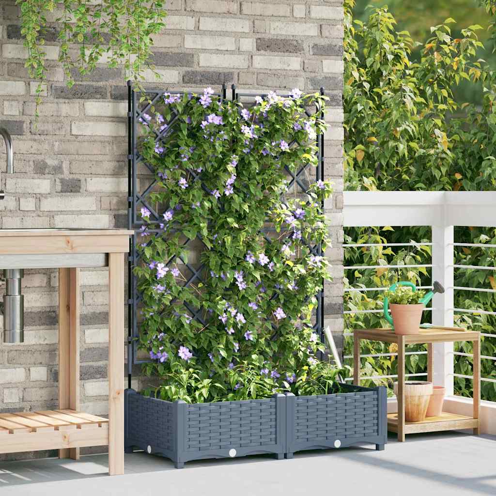 vidaXL Garden Planter 2 pcs LiGht Grey 80 x 40 x 125.5 cm PP