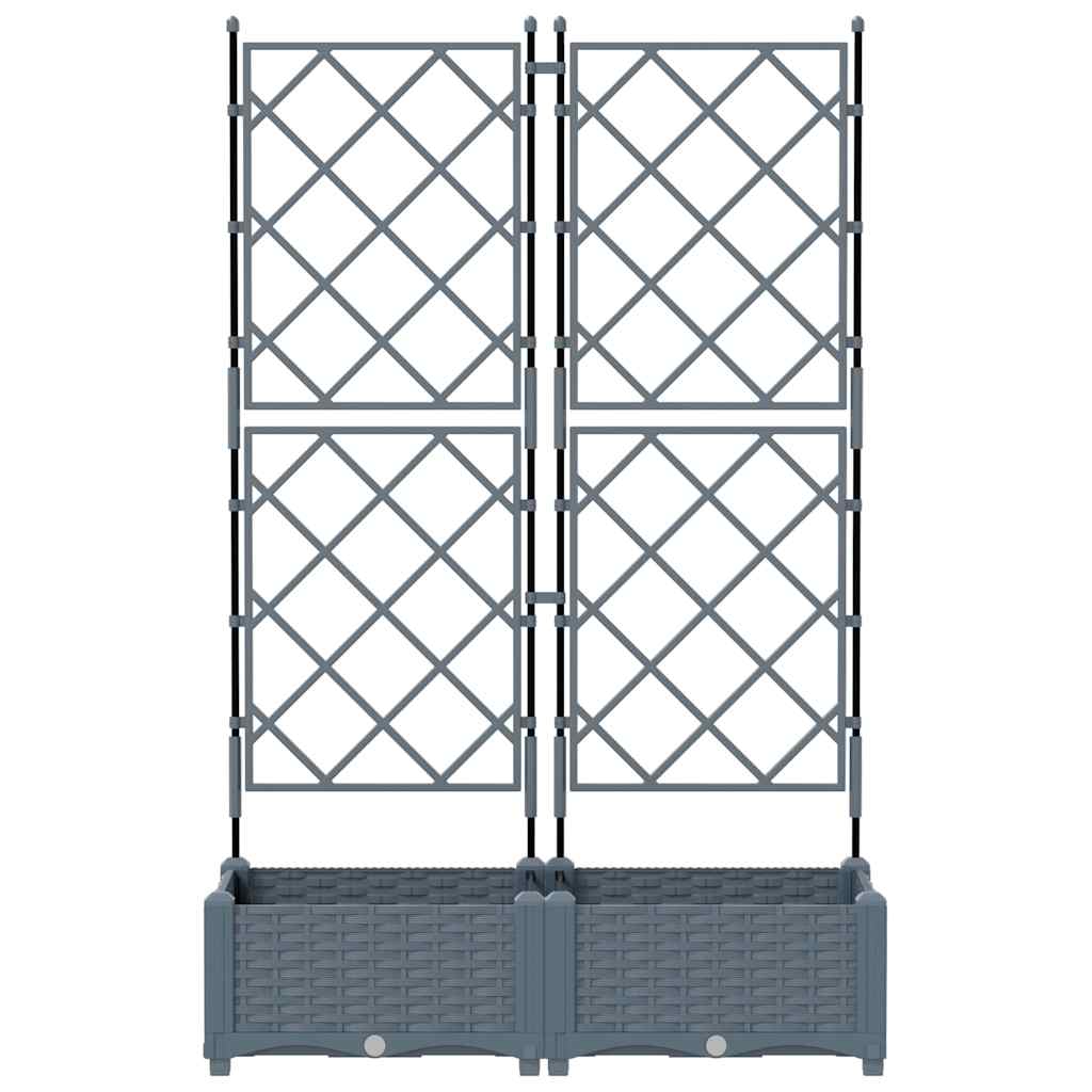 vidaXL Garden Planter 2 pcs LiGht Grey 80 x 40 x 125.5 cm PP