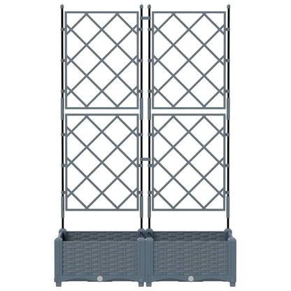 vidaXL Garden Planter 2 pcs LiGht Grey 80 x 40 x 125.5 cm PP