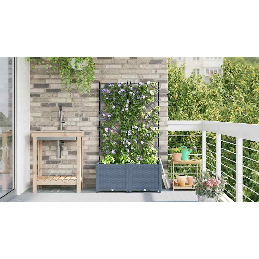 vidaXL Garden Planter 2 pcs LiGht Grey 80 x 40 x 143 cm PP