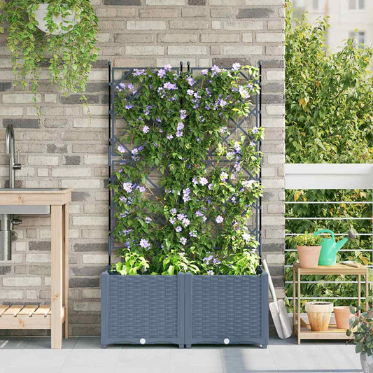 vidaXL Garden Planter 2 pcs LiGht Grey 80 x 40 x 143 cm PP