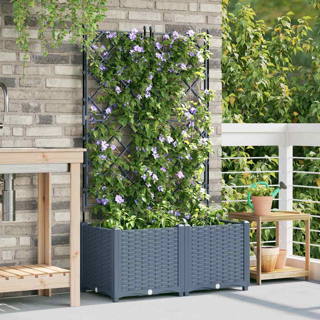 vidaXL Garden Planter 2 pcs LiGht Grey 80 x 40 x 143 cm PP