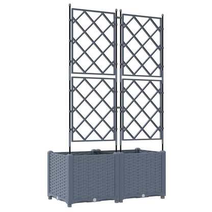 vidaXL Garden Planter 2 pcs LiGht Grey 80 x 40 x 143 cm PP