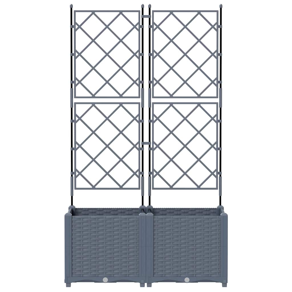 vidaXL Garden Planter 2 pcs LiGht Grey 80 x 40 x 143 cm PP