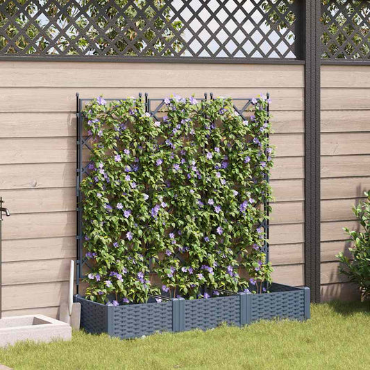 vidaXL Garden Planter 3 pcs LiGht Grey 120 x 40 x 125.5 cm PP
