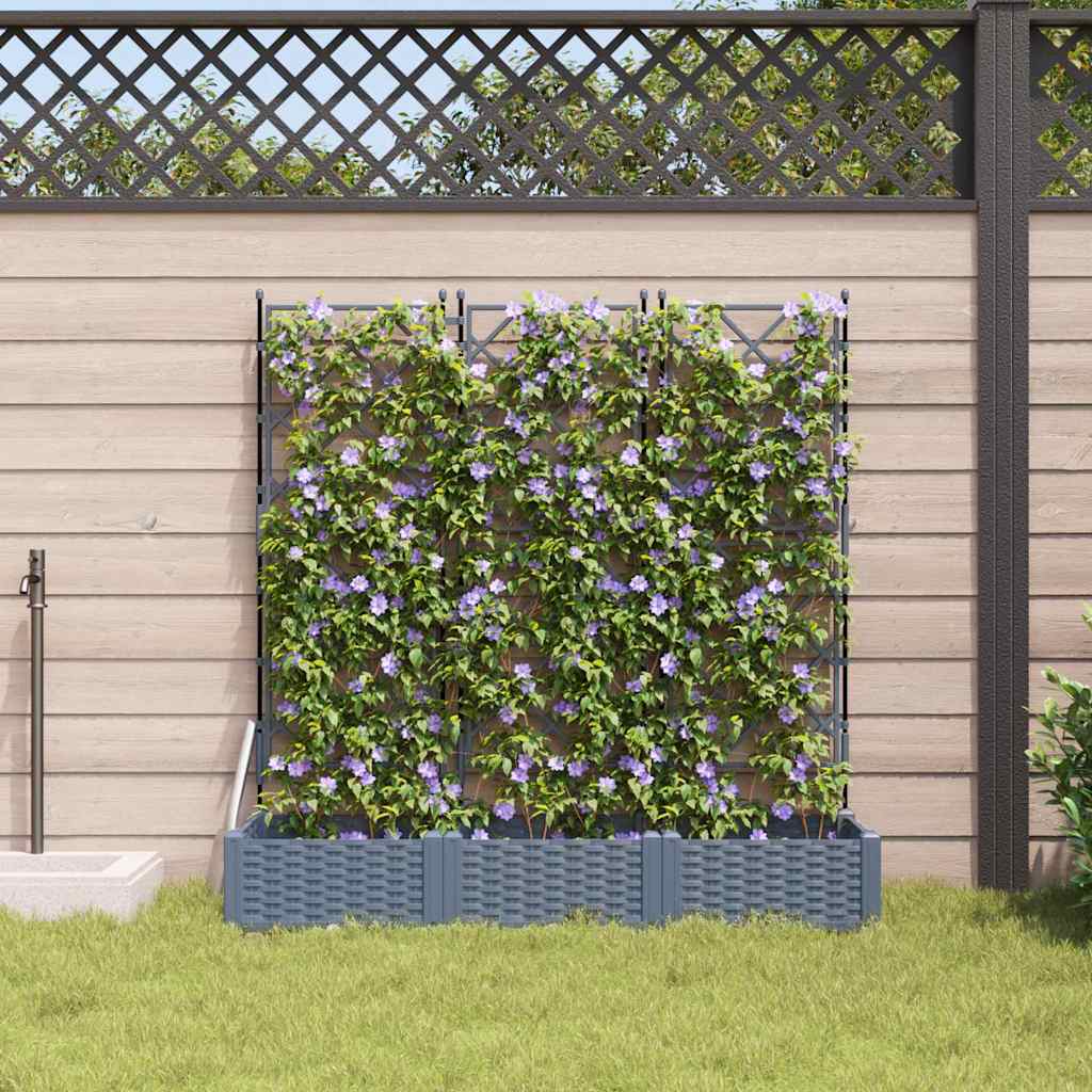 vidaXL Garden Planter 3 pcs LiGht Grey 120 x 40 x 125.5 cm PP