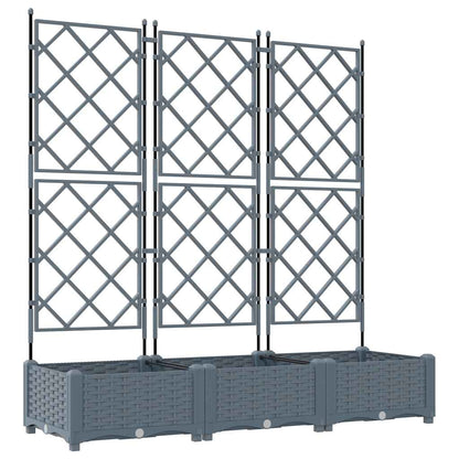 vidaXL Garden Planter 3 pcs LiGht Grey 120 x 40 x 125.5 cm PP