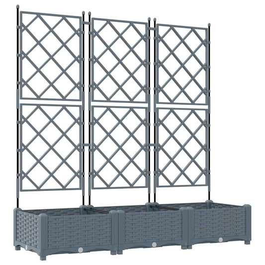 vidaXL Garden Planter 3 pcs LiGht Grey 120 x 40 x 125.5 cm PP