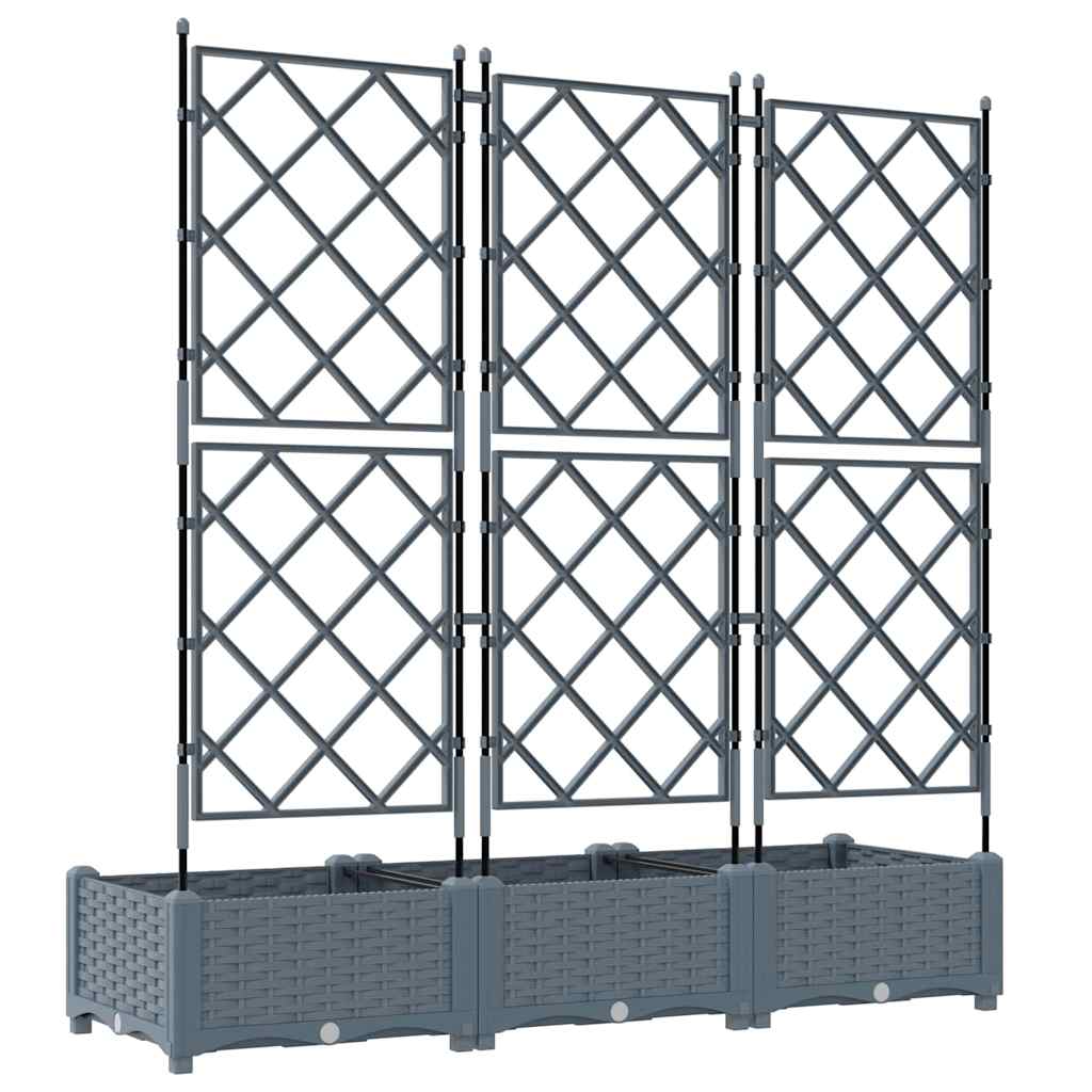 vidaXL Garden Planter 3 pcs LiGht Grey 120 x 40 x 125.5 cm PP