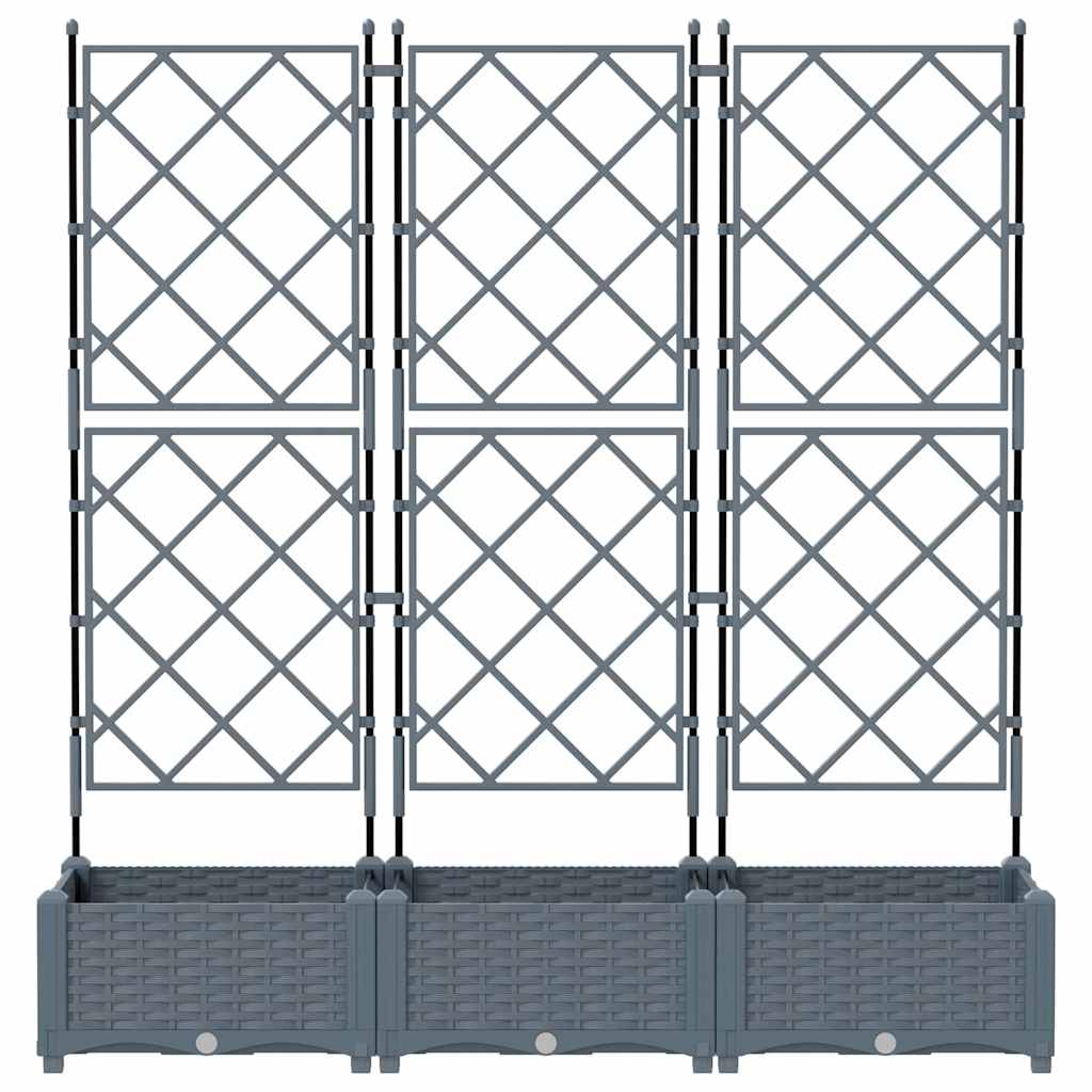 vidaXL Garden Planter 3 pcs LiGht Grey 120 x 40 x 125.5 cm PP